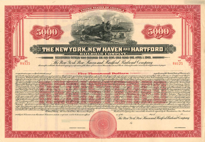 New York, New Haven and Hartford Railroad Co. - $5,000 Bond